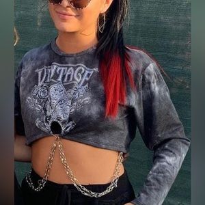 Tie dye crop top with chain